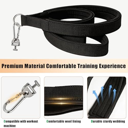 Pilates Loops Compatible with Tonal Smart Home Gym, Double Loop Soft Lined Pilates Straps with T Lock Adapter, W/Snap Hooks - color: Black