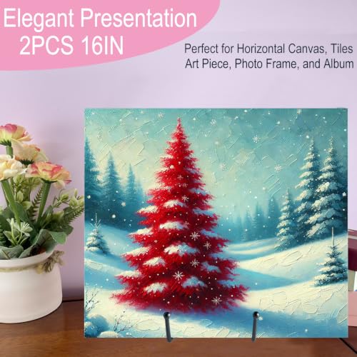 2PCS Iron Plate Stands for Display 16 Inch, Large Metal Heavy Duty Display | Solid Black Iron Table Top Easel Holder, Perfect for Large Plates, Picture Frames, Signs, Posters, and Decorative Platters - size: 2PCS 16IN