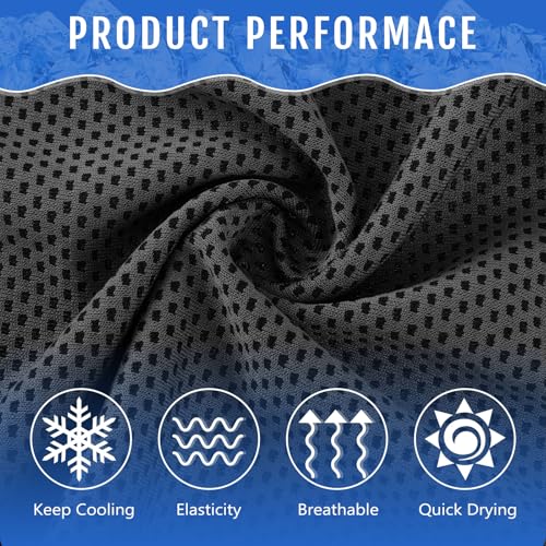 Hosuly 12 Pcs Cooling Towels for Face and Neck 12 x 40 Inch Workout Towels for Gym Fast Drying Hot Weather Sweat Rag Cold Cooling Cloth with 12 Bags Athletes Sport Yoga Golf(Dark Gray) - color: Dark Gray