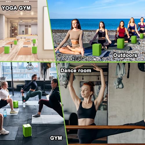 Honoson 20 Pcs Yoga Blocks Bulk 9''x6''x3'' High Density EVA Foam Blocks for Exercise Pilates Meditation, Lightweight Non-slip Surface, Improve Strength Balance Flexibility - color: Green