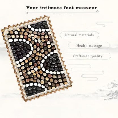 Acupressure Mat for Feet, Reflexology Foot Massager Pad with Pebbles | Natural cobblestone foot massager mat with flexible base & lace border. Stimulates acupoints for pain relief & relaxation - color: Pebble-boulevard