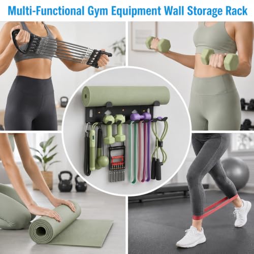Steel Wall Mount Gym Storage Rack, Yoga Mat Holder, Black