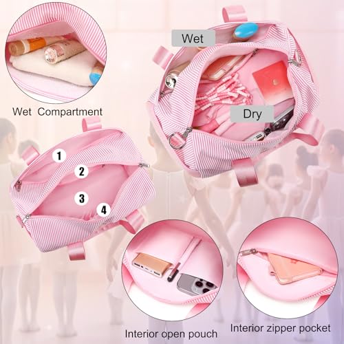 Personalized Initial Dance Bag for Girls,Small Gym Sport Yoga Dance Bags Gift for Teen Girls Women,Cute Letter Kid Weekender Ballet Bags,Toddler Travel Duffle Tote with Adjustable Straps - color: Pnk, style: A