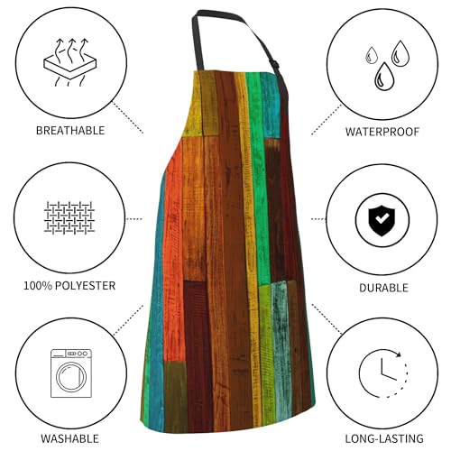Artist Painting Apron with 2 Pockets Painters Art Aprons Gifts for Women Men - color: Colorful Wooden