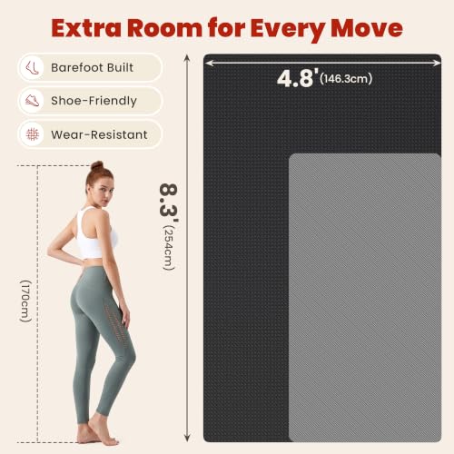 THAILE Large Exercise Mat, 7'x5'/6'x4'/8'x5', 6mm Workout Mat for Home Gym | Heavy-Duty & Shoe-Friendly Large Yoga Mat: Textured grip and cushioning support cardio, Pilates, stretching workouts - size: 8x5FT