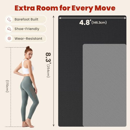 THAILE Large Exercise Mat, 7'x5'/6'x4'/8'x5', 6mm Workout Mat for Home Gym | Heavy-Duty & Shoe-Friendly Large Yoga Mat: Textured grip and cushioning support cardio, Pilates, stretching workouts - size: 8x5FT