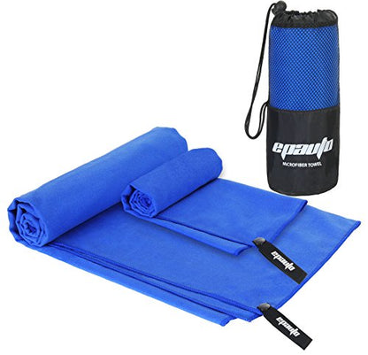 EPAuto 2-Pack Microfiber Quick Dry Travel Towel Set, Blue - color: Blue
