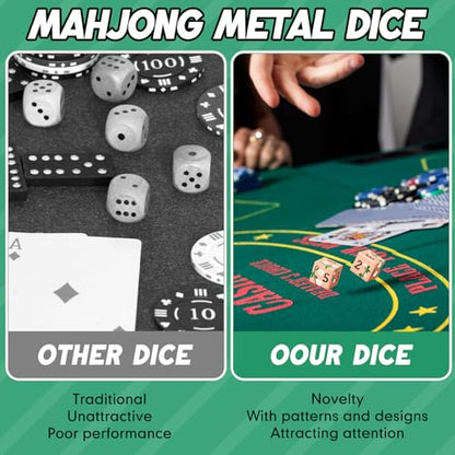2 Pcs Mahjong Dice Metal, Classic, Rose Gold | D6 Mah Jong Dice,Standard Size Mahjong Dice, Durable Material, Replacement for Lost Dice, Board Game Mahjong Supplies - color: Rose Gold, size: Classic