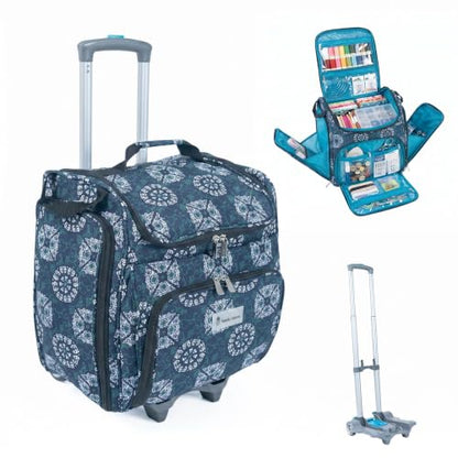 Handy Sandy Crafter’s Tote Bag Organizer, Storage Bag for Craft Supply, and Scrapbooking Carrier w/Handle and Wheels - color: Madrid Tile