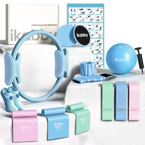 Pilates Kit, Home Pilates Kit with Weights, Pilates Equipment for Home Workout, Pilates Essentials Kit for Women, Yoga Pilates Mat Kit for Beginners, Pilates Set - color: Blue