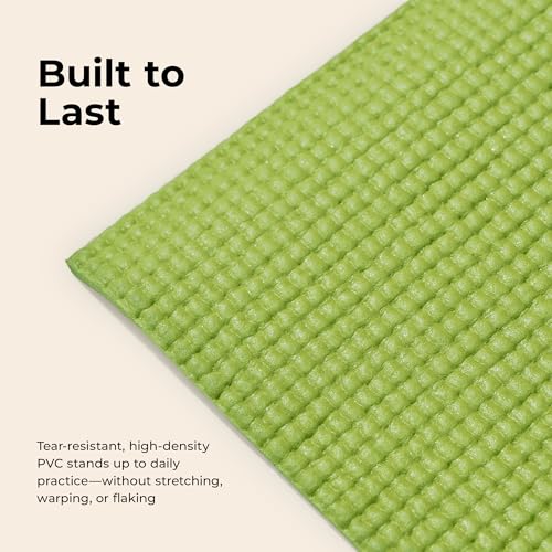Sunny Health & Fitness Exercise Yoga Mats - Non-Slip Support for Home & Gym | Supportive Comfort, Non-Slip, Durable & Portable, Yoga, Pilates, Meditation, Stretching, Floor Workouts, Multi-Size - color: Classic Green