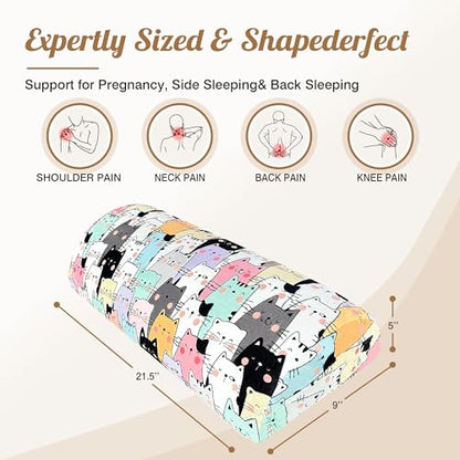 Knee Pillow for Back Sleeping – Half Moon Bolster Pillow for Under Knee While Sleeping Support, Leg & Back Pain Relief (21.5x9x5 Inches) - color: Pink