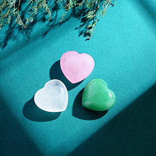 QINJIEJIE 3 PCS 1.2" Large Heart Crystals Healing Rose Quartz Clear Quartz - color: YB - 1.2" Large -3PCS