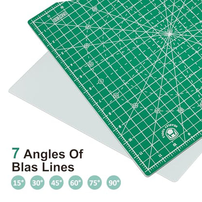 Headley Tools 12"x12" Rotating Cutting Mat, Self Healing Mat with 360-Degree Rotation & Anti-Slip Base, Sewing Board Cutting Mat Perfect for Fabric Quilting Leather Hobby Project, Green - color: Green, size: 12"L x 12"W