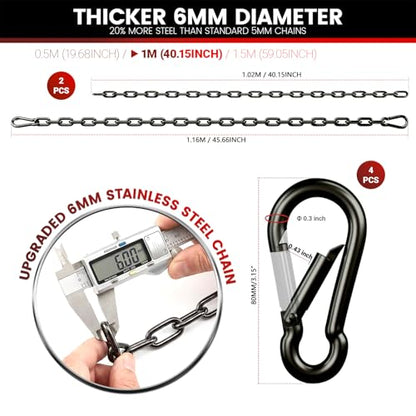 sprookber 45" Hanging Swing Chain,1000 lb Capacity,6 mm 304 Stainless Steel - color: Black, size: 2 PACK 45inch