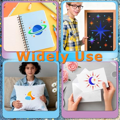 18 PCS Large Star Stencil for Painting Reusable Paint Stencils for Walls Twinkle Star Wall Drawing Stencils for Painting on Wood Craft Canvas Fabric Home Decoration - style: 18 PCS Star