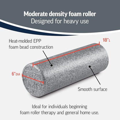 OPTP Silver AXIS Moderately Firm Foam Roller – Round, Silver, 18" x 6" - size: 18" x 6" Round