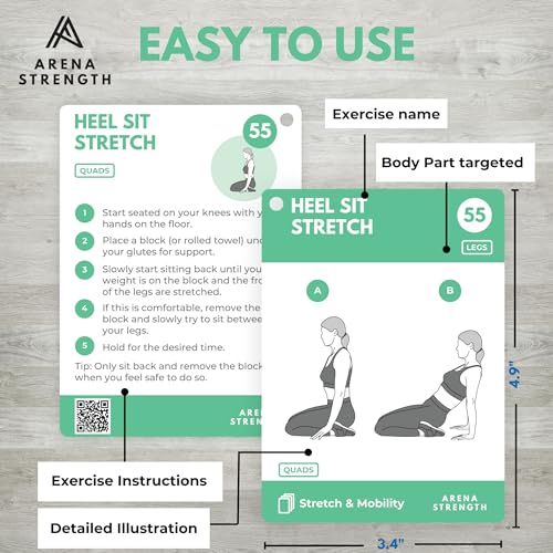 Arena Strength Workout Cards - Instructional Fitness Deck for Booty Band Workouts, Beginner Fitness Guide for Resistance Band Training Exercises at Home. Includes Workout Routines. - style: Stretch & Mobility Mega Deck