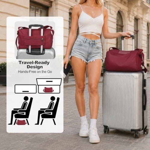 Womens Mini Gym Bag with Shoe Compartment 20L, Wine Red - color: Wine Red