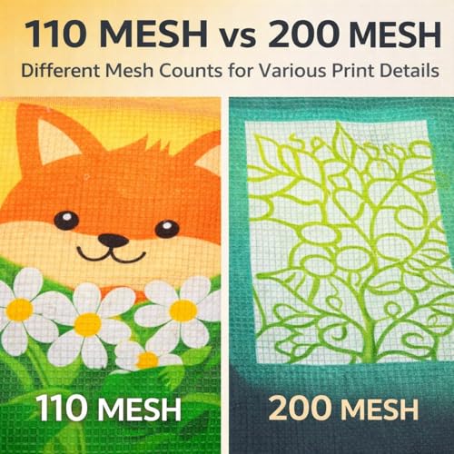 4 Pack Screen Printing Kit for Beginners, Aluminum Frames with 110 & 200 Mesh for T-Shirt Printing, Pre-Stretched Silk Screens for Craft DIY Fabric & Print (20 x 24 Inch, 10 x 14 Inch)