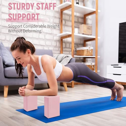 Yoga Blocks 2 Pack, 9"x6"x3" High-Density EVA Foam Yoga Block, Non-Slip Yoga Blocks for Yoga, Pilates Meditation, Stretching and Toning, Supportive, Latex-Free - color: Pink