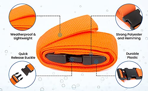 Primacare IR-5006-3 Pack of 3 Backboard Strap – Adjustable Patient Immobilization Straps with Quick Release Buckles for Spine Boards, Emergency Medical Use, 7 Feet, Orange - size: Basic Buckle 7 Ft