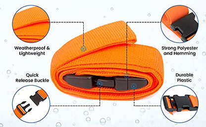 Primacare IR-5006-3 Pack of 3 Backboard Strap – Adjustable Patient Immobilization Straps with Quick Release Buckles for Spine Boards, Emergency Medical Use, 7 Feet, Orange - size: Basic Buckle 7 Ft