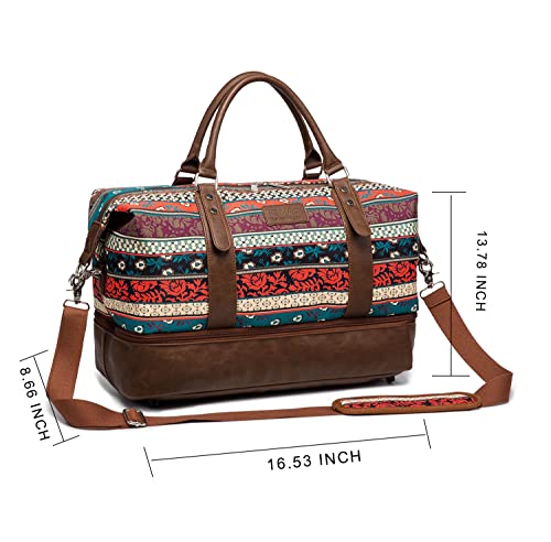 Kinmac Garment Bag with Shoes Compartment,Duffel Bag For Travel,Sports Gym Yoga Duffel Bag Weekender Overnight Totes Bag (Bohemian) - color: Bohemian