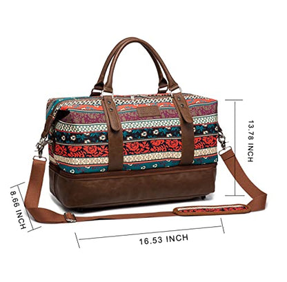 Kinmac Garment Bag with Shoes Compartment,Duffel Bag For Travel,Sports Gym Yoga Duffel Bag Weekender Overnight Totes Bag (Bohemian) - color: Bohemian