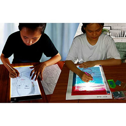 A4 Light Box for Tracing Pad, Bright Light Pad Art Light Board for Diamond Painting, Weeding Vinyl, Lightbox for Tracing and Drawing, Led Tracer Pads Artists Light Boxes, Drafting Lightpad Lightboard
