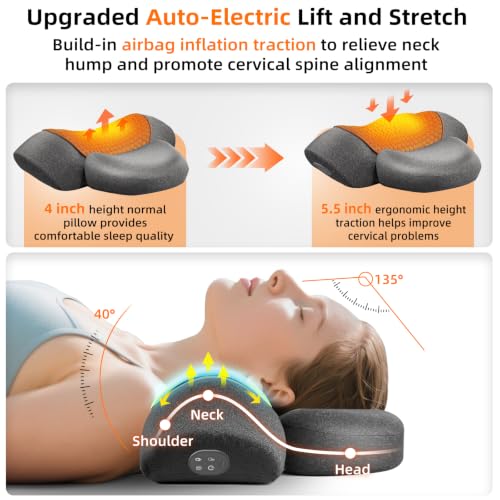 Upalled Cordless Heated Neck Massager Pillow for Pain Relief Deep Tissue