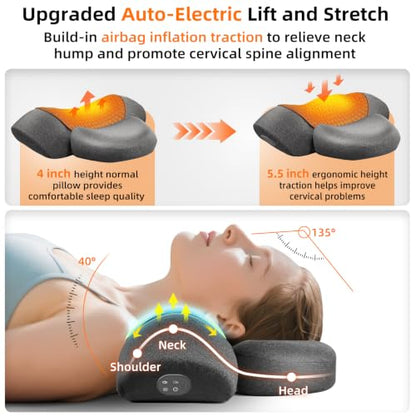 Upalled Cordless Heated Neck Massager Pillow for Pain Relief Deep Tissue