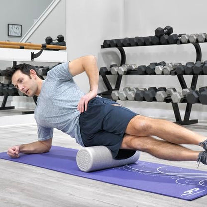 OPTP Silver AXIS Moderately Firm Foam Roller – Round, Silver, 18" x 6" | Moderate density for sports medicine, physical therapy, Pilates, yoga, trigger point myofascial release, Heat-molded EPP foam - size: 18" x 6" Round