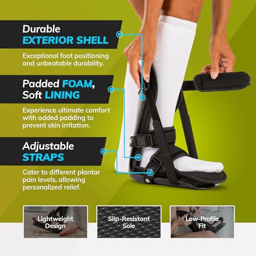 BraceAbility Sleeping Stretch Boot - Plantar Fasciitis Night Foot Splint Adjustable Achilles Tendonitis Brace for Fascia, Tendon and Calf Stretching, Heel and Bone Spur, Arch Pain Treatment (Medium) - size: Medium