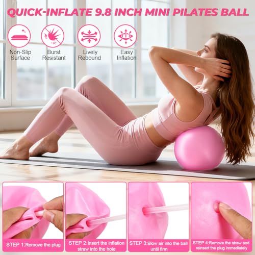 Pilates Ring Set for Women, Pilates Set with Magic Circle, Ball and Resistance Bands, Pilates Kit for Home Workout, Pilates Equipment Set for Strength, Toning and Flexibility