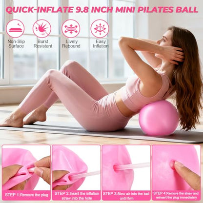 Pilates Ring Set for Women, Pilates Set with Magic Circle, Ball and Resistance Bands, Pilates Kit for Home Workout, Pilates Equipment Set for Strength, Toning and Flexibility