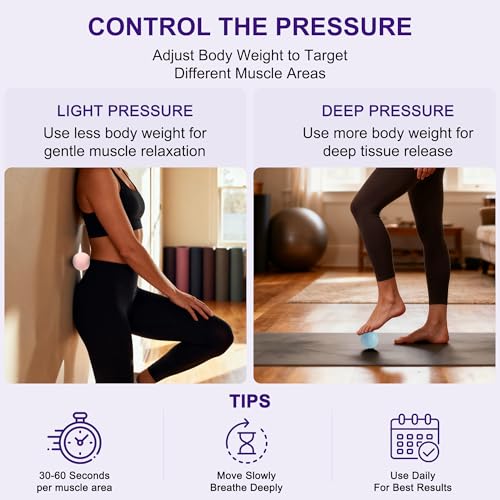 HODEMI Massage Ball Set, 3 Pack Lacrosse Ball, Textured Massage Ball & Trigger Point Ball for Deep Tissue Muscle Massage and Myofascial Release for Back, Neck, Shoulder, Leg and Foot with Mesh Bag - style: Lacrosse Ball Set