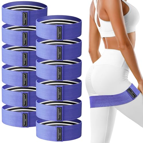 12 Pcs Fabric Resistance Bands for Working Out Non-Slip Booty Exercise Loop Bands for Women Men Glutes Hip Thigh Butt Yoga Pilates Fitness Gym, Light Medium Heavy - color: Dark Purple, style: Heavy Resistance