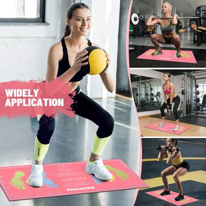 31.5'' X 13.8'' Anti-Slip Squat Mat with Foot Position Guides, Professional-Grade Exercise Mat Perfect for Squats, Leg Training and Lunges, Enhancing Muscle Activation, Versatility and Safety for Home Fitness Enthusiasts - color: Pink