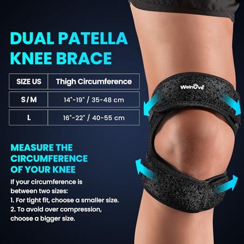 Welnove Patellar Tendon Support Strap - 2 Pack Knee Braces for Men and Women - Knee Pain Relief Adjustable Knee Strap for Running,Workout, Arthritis, Jumper, Tennis Injury Recovery (Black, S/M) - size: Small/Medium (Pack of 2)