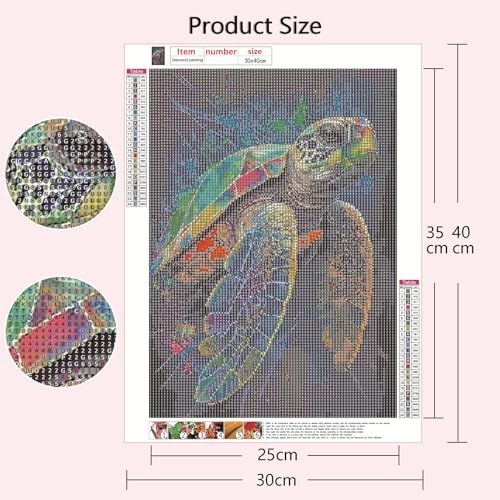 Muzagroo Art 5D Diamond Painting Kits for Adults, DIY Diamond Art Kits for Beginners, Turtle Diamond Dot Kits Gem Arts and Crafts for Living Room, Gem Painting Bedroom 4 PCS Wall Art - color: 06-Marine animals
