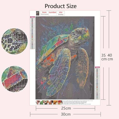 Muzagroo Art 5D Diamond Painting Kits for Adults, DIY Diamond Art Kits for Beginners, Turtle Diamond Dot Kits Gem Arts and Crafts for Living Room, Gem Painting Bedroom 4 PCS Wall Art - color: 06-Marine animals