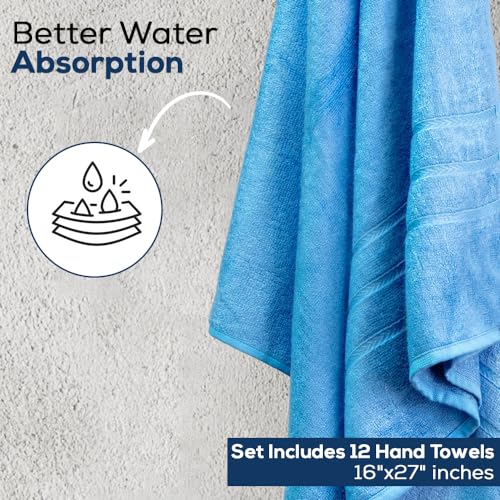 Simpli-Magic Cotton Hand Towels, 12 Pack, 16” x 27”, Blue - color: Blue, size: 16 in x 27 in