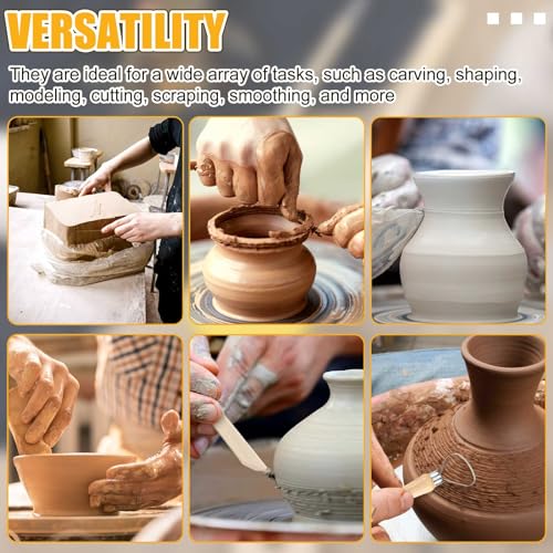 Leriton 80 Pcs Pottery Clay Tools Kit Sculpting Clay Tool Includes Cutting Modeling Trimming with Wooden Handles Carving Kit for Beginners Carving Shaping, Back to School Supplies