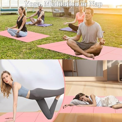 Yoga Mat for Travel, Non-Slip Yoga Mat, Exercise Mat 1/4" Thick Yoga Mat Foldable, Perfect for Pilates, Outdoor & Travel, TPE Anti-Slip Yoga Mat with Carry Bag - color: pink