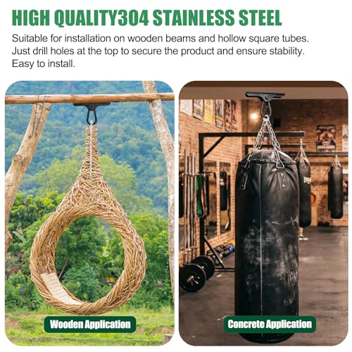 Heavy Punching Bag Hanger | Wall/Ceiling Mount Hook with 180° / 360° Rotation | Wood Beam Holder for Boxing, Weight Training, Aerial Yoga Swing & Hammock - size: 180° Swing with spring hook