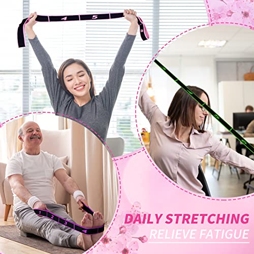 Lenwen 8 Pcs Elastic Yoga Stretching Strap 39.37 Inch Adjustable Multi Loop Stretch Strap Training Dance Stretch Band for Leg Pilates Gymnastics Home Exercise Workout Equipment Adult Children, 8 Color