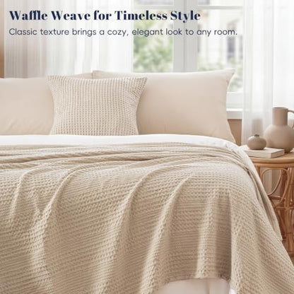 PHF Lightweight Waffle Weave Blanket Twin for Bed Light Tan 66"x90" - color: Light Tan, size: Twin(66"x90")