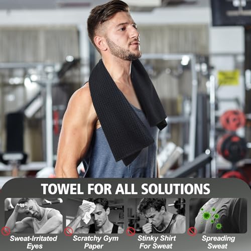 Microfiber Gym Towels for Working Out, Quickly Dry Yoga Towels for Men & Women Tennis, 16 Inch x 27 Inch, 6 Pack, Black - color: Black
