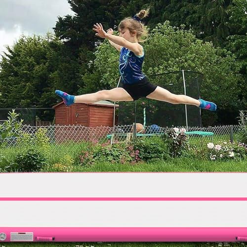 Air Mat Tumble Track, Gymnastics Mats Tumbling Track with Electric Air Pump for Home Use Cheerleading Training Kids Gym Yoga - color: Pink, size: 10ftx6.6ftx4inch